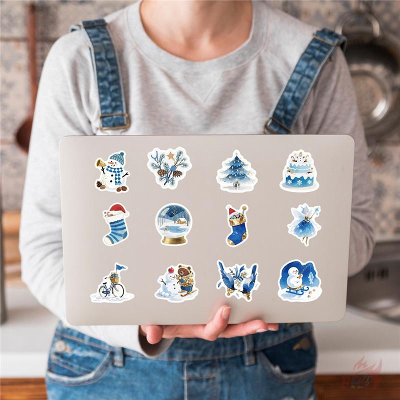 50Pcs/Set Blue Merry Christmas Series 03 Stickers DIY Fashion Waterproof Doodle Decals Stickers