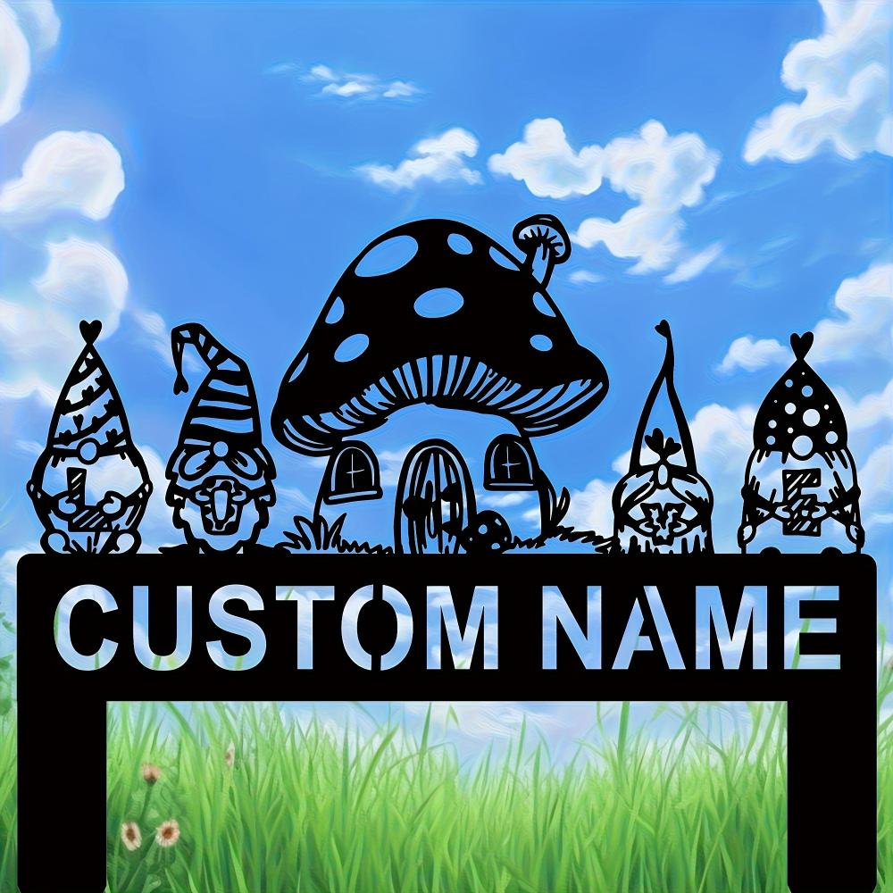 Unique Customizable Art Deco Mushroom House Garden Stake Metal Lawn Ornament Durable Home Valentine Gift