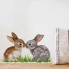 Cartoon Bunny On Grass Wall Stickers, Cute Removable Self-Adhesive Decals for Living Room Home Decor