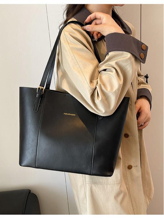 Korean Style Color Block Large Capacity Tote Bag - Women's Fashionable High-End Versatile Shoulder Bag