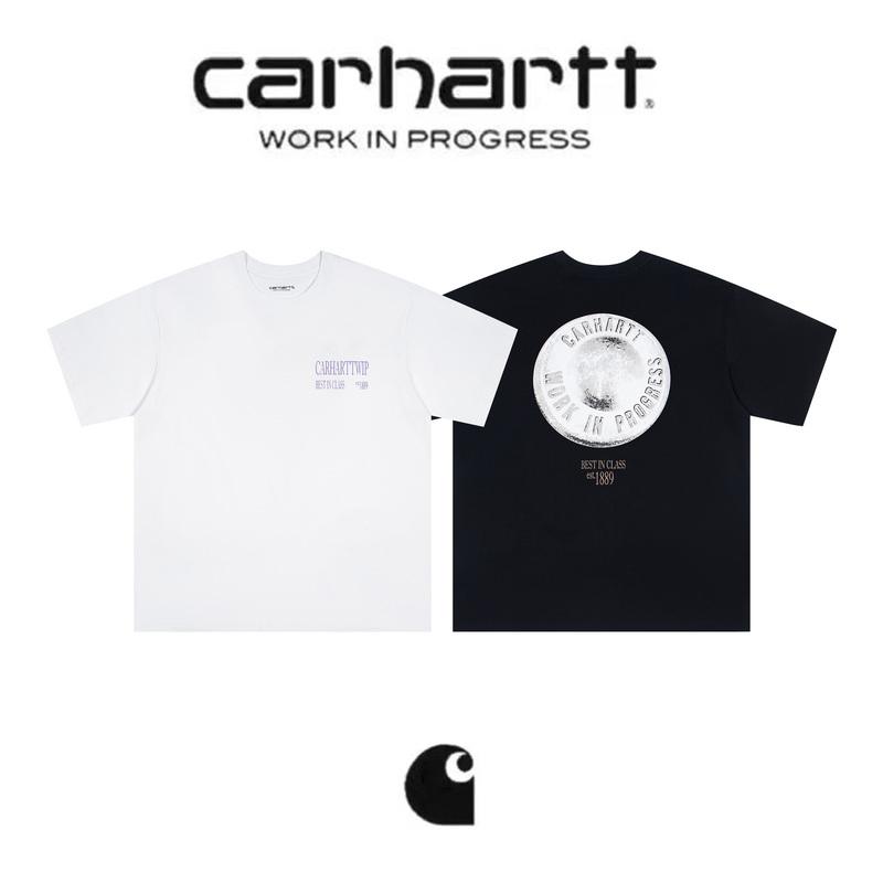 

Carhartt 2025 Summer New Men s and Women s Cotton Loose Round Neck New 1889 Letter Print T-shirt S чорний