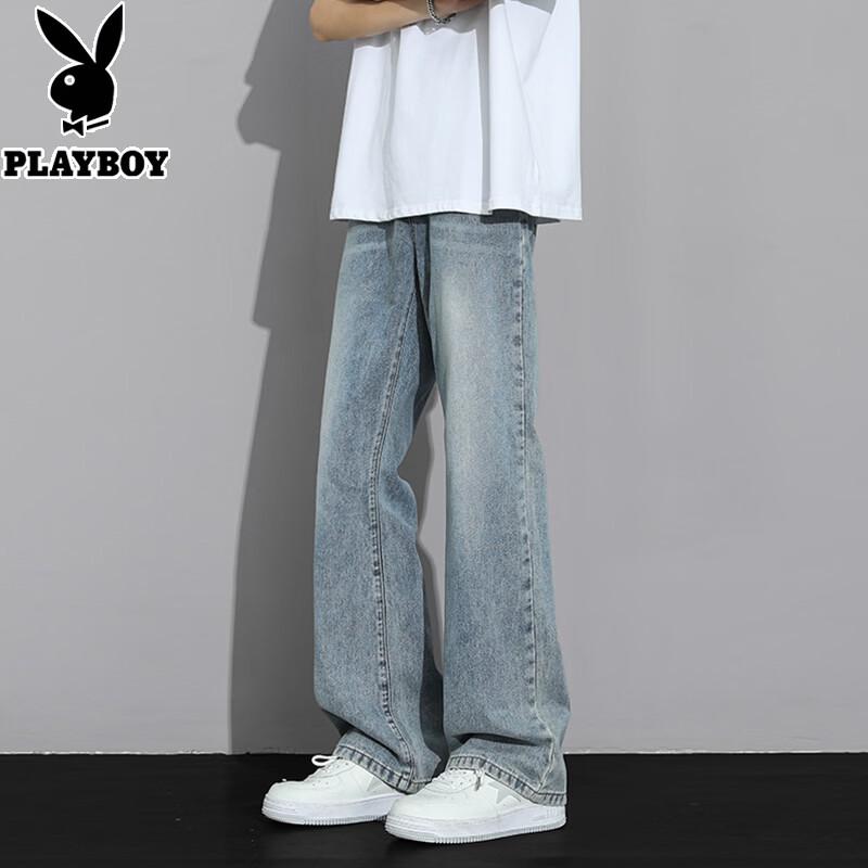 PLAYBOY Men's Loose Straight Micro-Flared Jeans