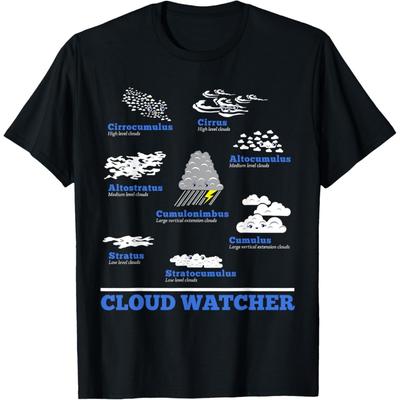 Cloud Watcher Cloud Types Science Student Teacher Cute Faces T-Shirt for Men Women Girls Kids