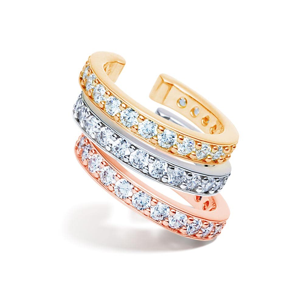 

from New Ear Cuff Tricolor 3 Colors Platinum 18K K18 Gold Processing Brand Metal Allergy Friendly [Gift York] Women s золотий