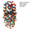 Patriotic Red White Blue Hanging Flowers Artificial Morning Glory Flower Vine UV Resistant Fake Plants for 4th of July Memorial Day Independence Day