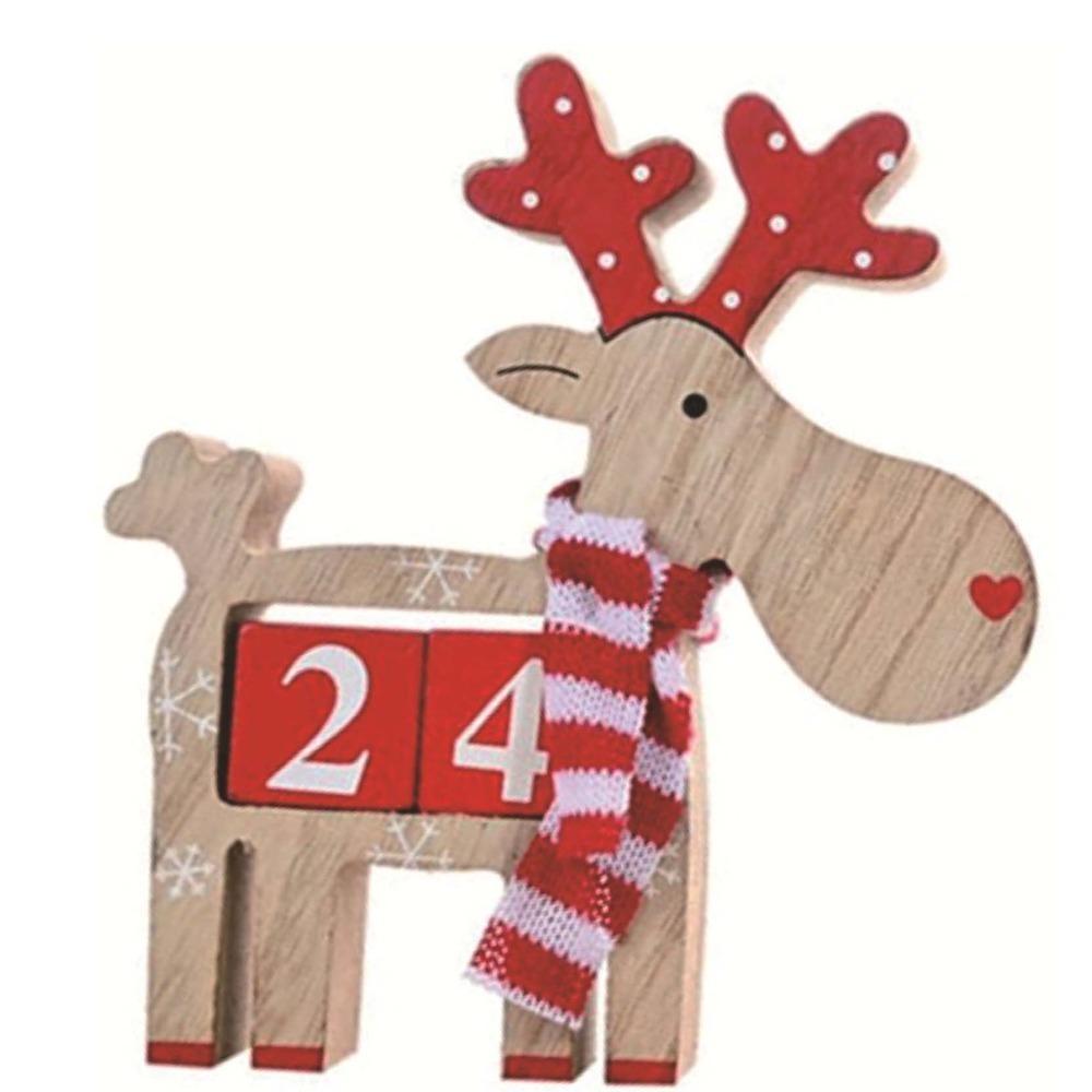 

Деревянный лось Адвент-календарь 3D Рождественские настольные украшения Календарь обратного отсчета до Рождества Новый год Style E