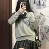 Women's High-End Solid Color V-Neck Sweater: College Style Japanese JK Autumn/Winter Knitted Pullover