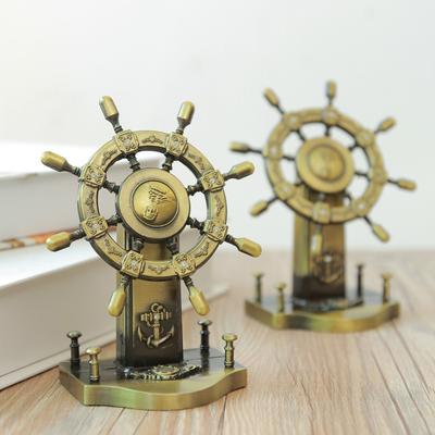 European Creative Metal Crafts Ship Steering Wheel Stern Rudder Living Room Counter Desk Home Decoration