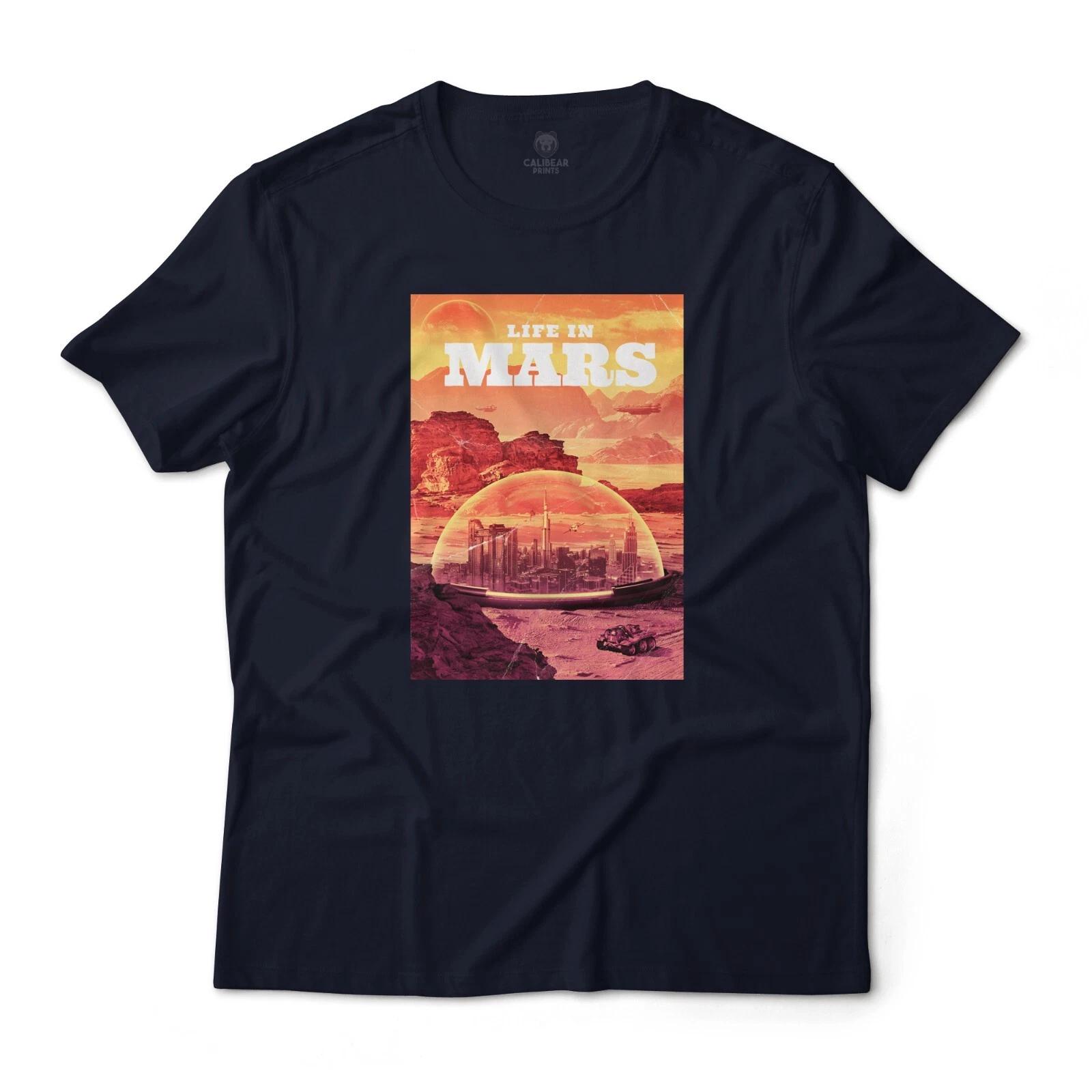 Life In Mars Sci-Fi Retro Art Aesthetic Graphic T-T-Shirt Lightweight Cotton 2XL