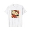 Women'S White Short-Sleeve T-Shirt Featuring A Vibrant Dahlia Floral Design, Perfect for Casual Summer Outings. with A Round Crew Neck and Stylish