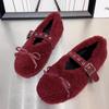 Fashion Women's Flat Shoes Winter New Round Head Shallow Mouth Butterfly Knot Soft Sole Anti-slip Wear-resistant Low-top Shoes
