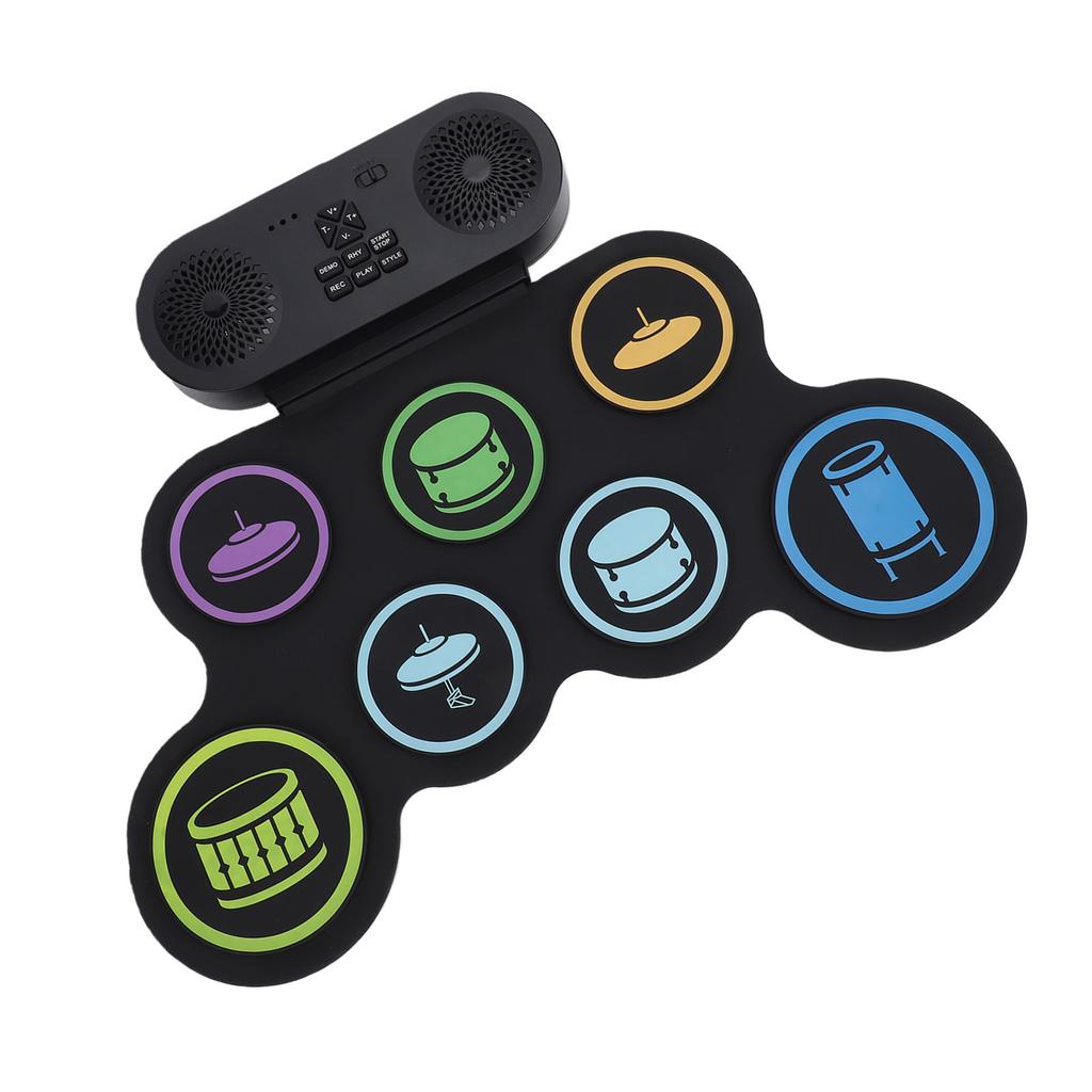 Electronic Drum Set Rechargeable Portable Silicone 9 Drums Practice Pad with Drumsticks Headphone Jack Built in Dual