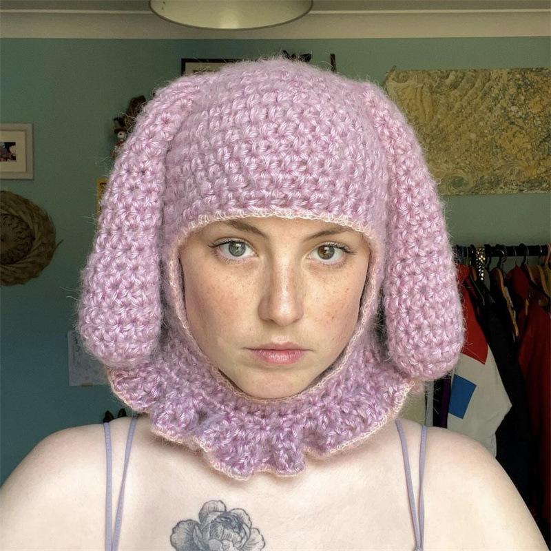 

Однотонная полосатая шапка с кошачьими ушками, модная и персонализированная шапка-пуловер с кисточками для взрослых Adult 57-59cm