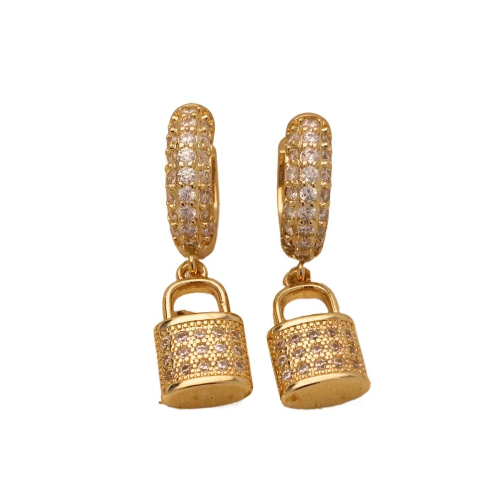 1 Pair Luxury Small Lock Dangle Earrings for Women Zirconia Earring Jewelry Wedding Party Accessories