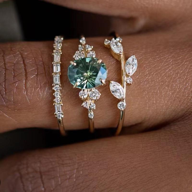 

3 Pieces/set of Sparkling Teardrop Shaped Zircon Inlaid Women s Rings, Fashionable and Luxurious Wedding Banquet Zircon Gifts 7
