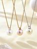 Elegant Fashion Light Luxury Retro High-Level Sense Of Stainless Steel 18K Gold-Plated Diamond Zircon Pendant Necklace Female