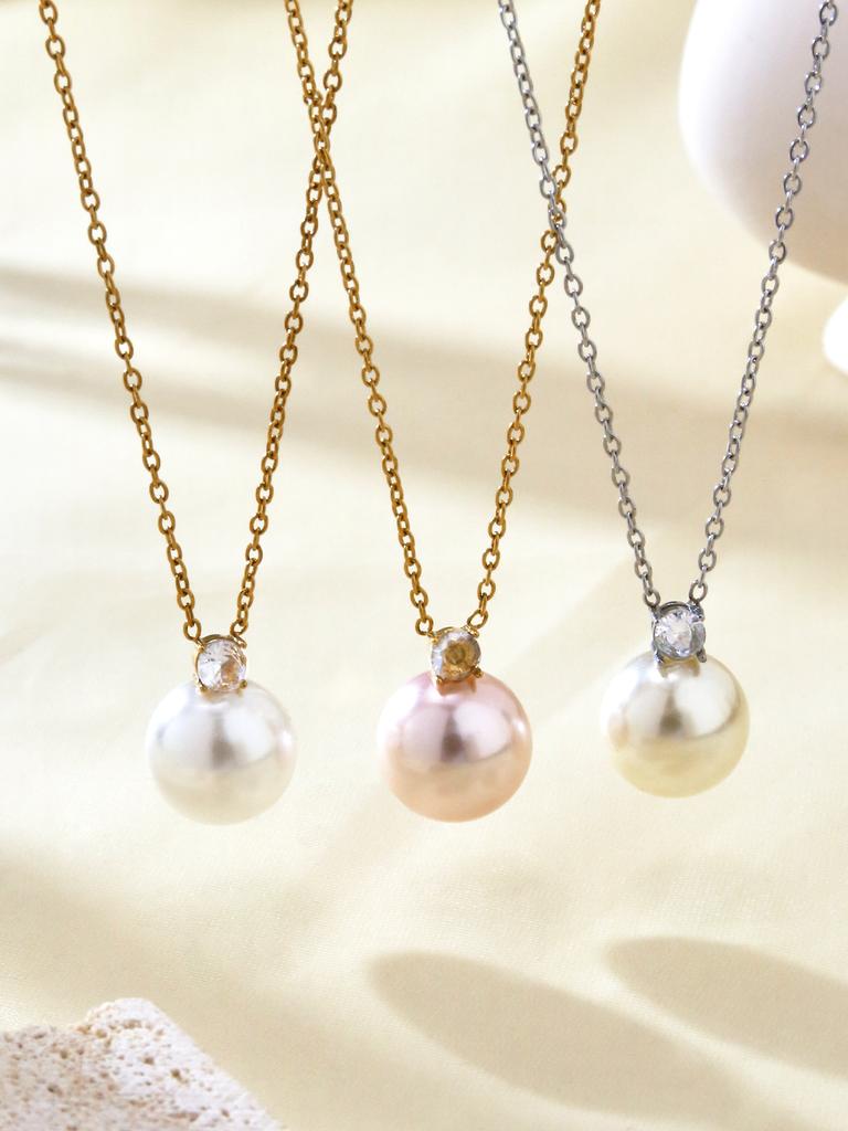 Elegant Fashion Light Luxury Retro High-Level Sense Of Stainless Steel 18K Gold-Plated Diamond Zircon Pendant Necklace Female