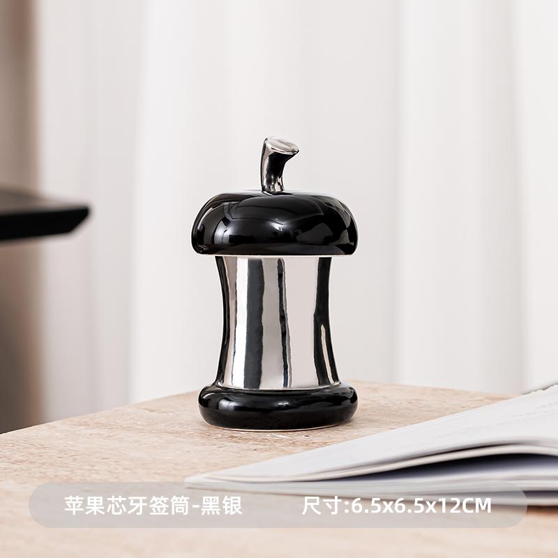 

Креативная керамическая коробка для зубочисток в форме яблок с крышкой, пылезащитная банка для зубочисток в форме яблок, легкая роскошная керамическая банка для зубочисток