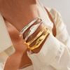 18K Real Gold Electroplated Metallic Double-layer Geometric Opening Bracelet Fashion Bracelet