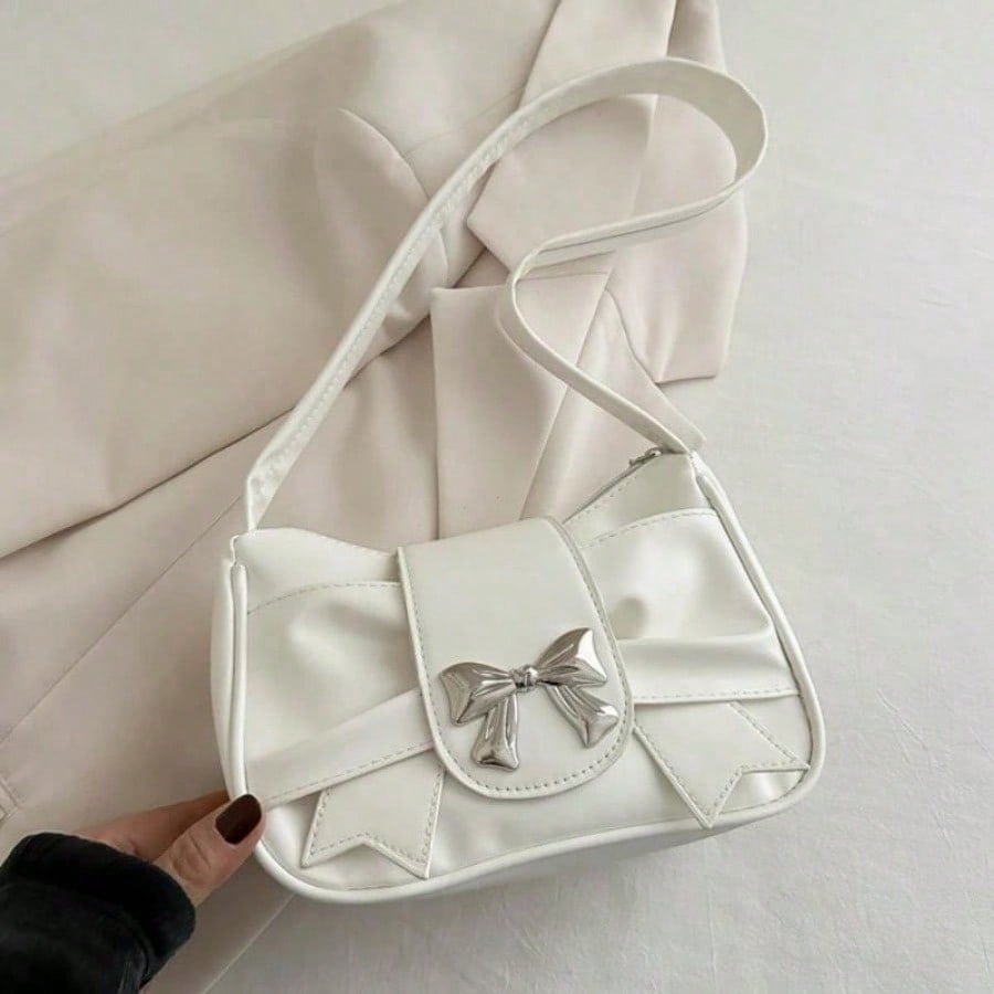 Borsa a tracolla trendy con fiocco Borsa a mano Casual Borsa da sotto braccio Borse per il pendolarismo quotidiano Borsa da sera in pelle da donna Borse da donna da lavoro