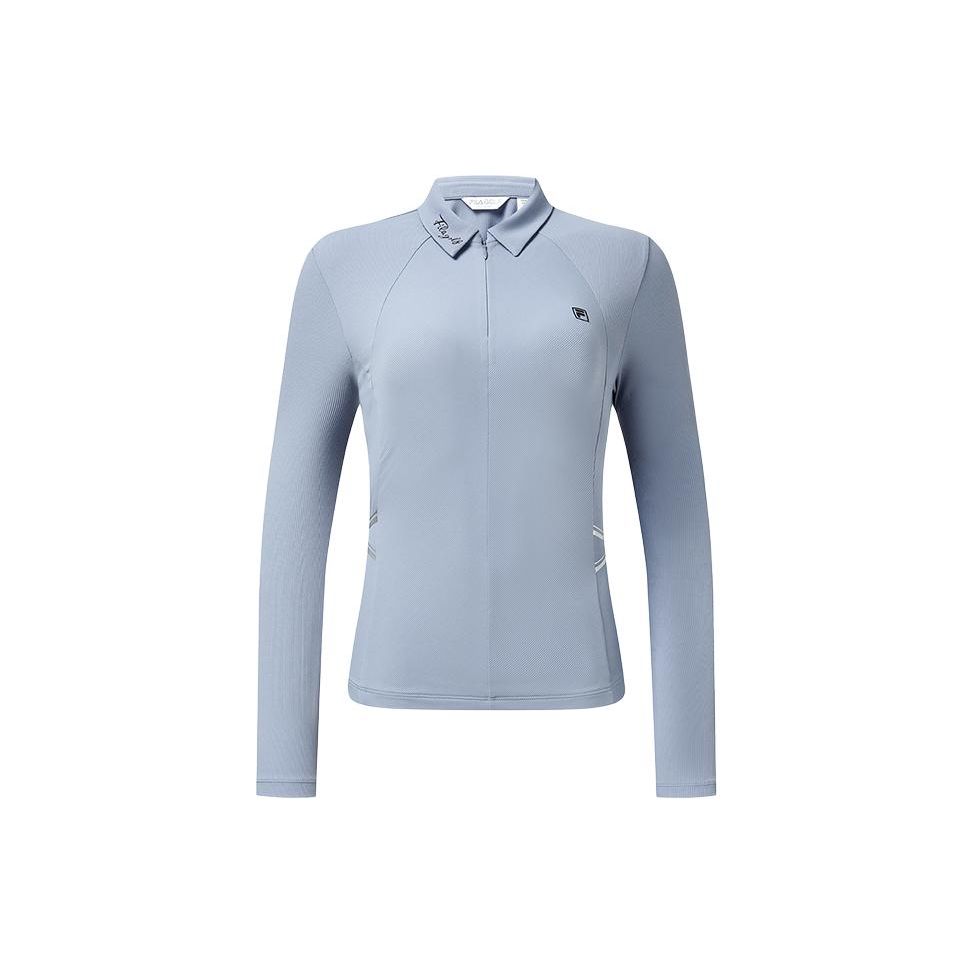 

FILA Golf Series Solid Color Intelligent Knit Long Sleeve Polo Shirt Women tops Blue A11W315208FBU S