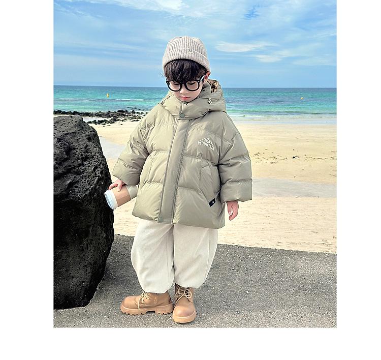 Fairy Tale Boys' Hooded Winter Down Jacket - Thick, High Content 90 White Duck Down