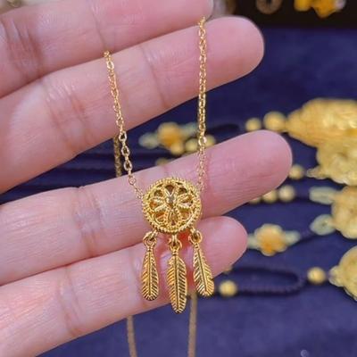 Dream Catcher Tassel Collarbone Chain Korean Version of Feather Necklace Design Fashionable and Versatile Qixi Festival Valentine's Day Gift for