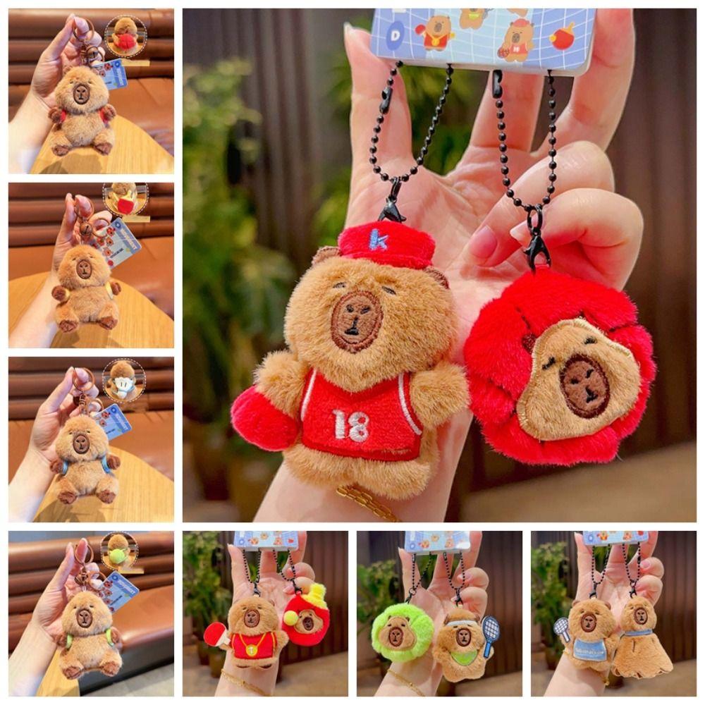 Cross Dressing Capybara Key Ring Soft Backpack Flutter Doll Funny Plush Sport Pendant  Daily