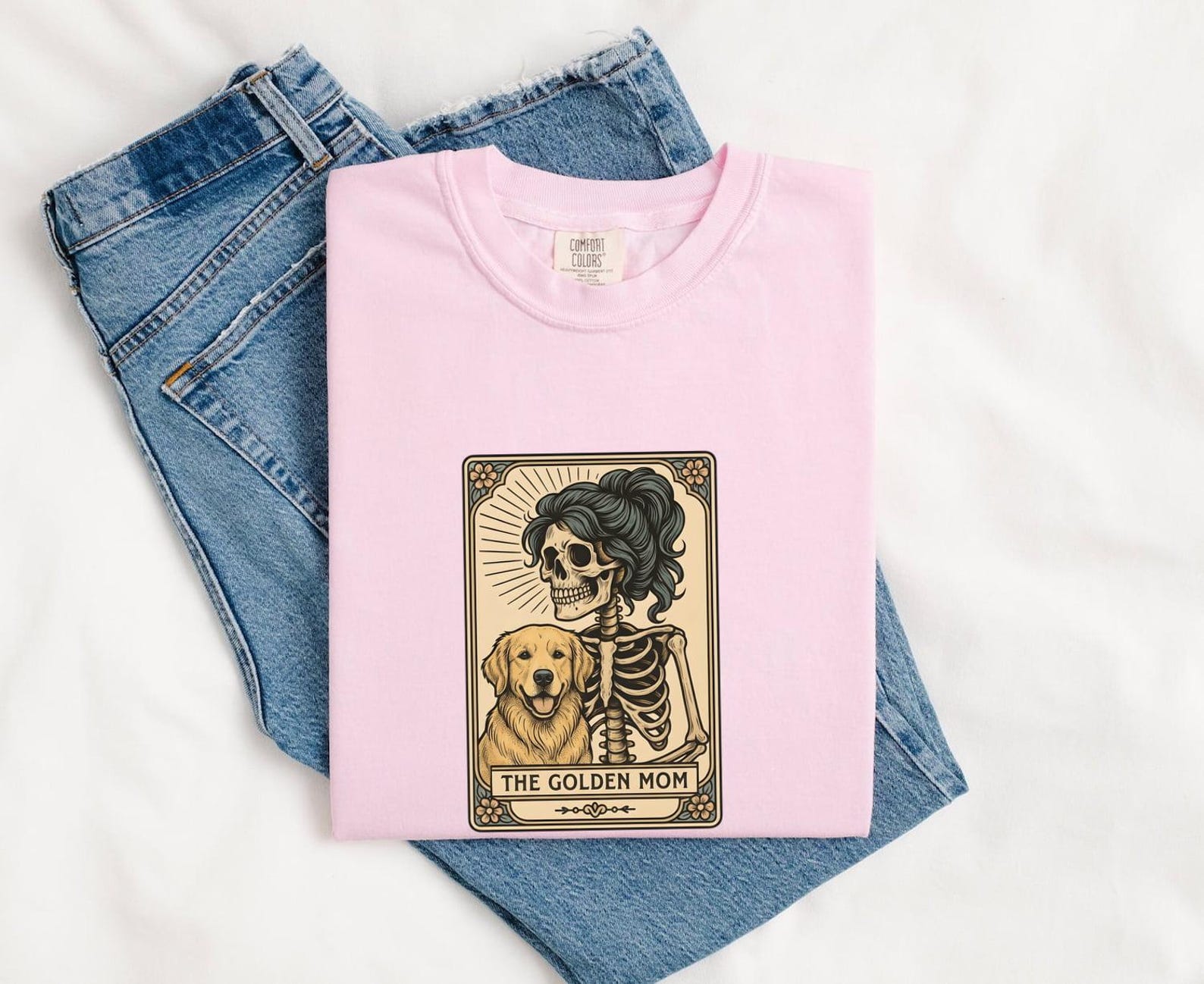Skull Girl Puppy Shirt Boho Chic Pet Gift Women Retro Tee Sugar Skull T-Shirt Hippie Fan Vintage Tshirt Animal Graphic Ink Flower Tshirt 3XL