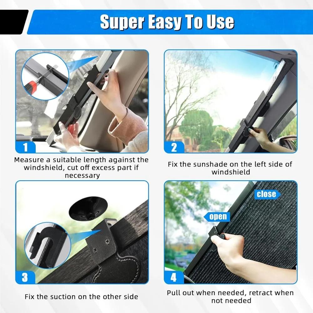 Retractable Car Sun Shades - Accordion Foldable Windshield Sunshade Blocks 99% UV Rays Fits Various Models