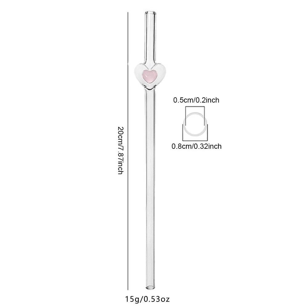 2/3/5 Pezzi 200*8 Cannucce Riutilizzabili Cannucce in Vetro Design a Cuore per Frullati Milkshake Succhi, Regalo per Festa