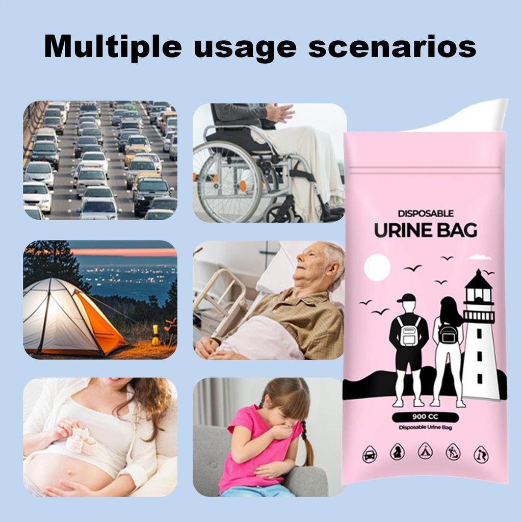 Travel Urine Bags Portable 900cc Urinary Collector Pee Bags For Travel For Men Women Elderly Camping Hiking Backpacking Car Road