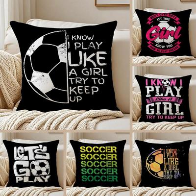 Soccer Lover Football Cushion Cover Pillowcase Ultra Soft Skin Friendly Fabric Cloud Like Comfort  Concealed Zipper