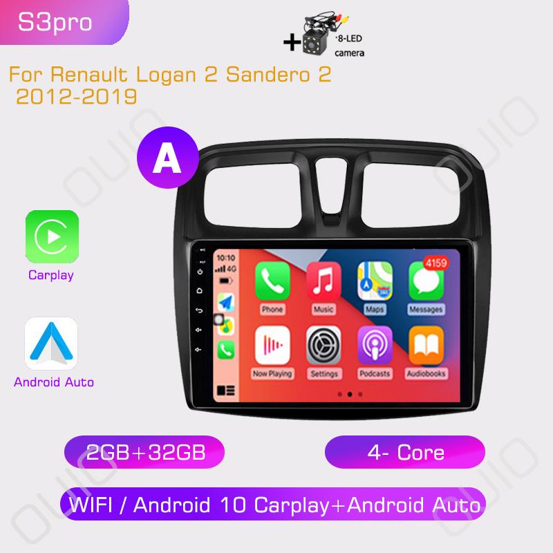 2din Android10 Automotive Multimedia Player Stereo Carplay Auto GPS Navigation DSP For Renault Logan 2 Sandero 2 2012-2019