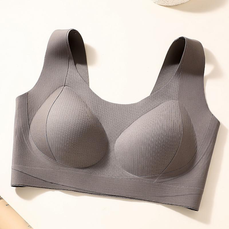 Women Seamless Breathable Thin Wireless Push Up Vest Style Plus Size Daily Bra