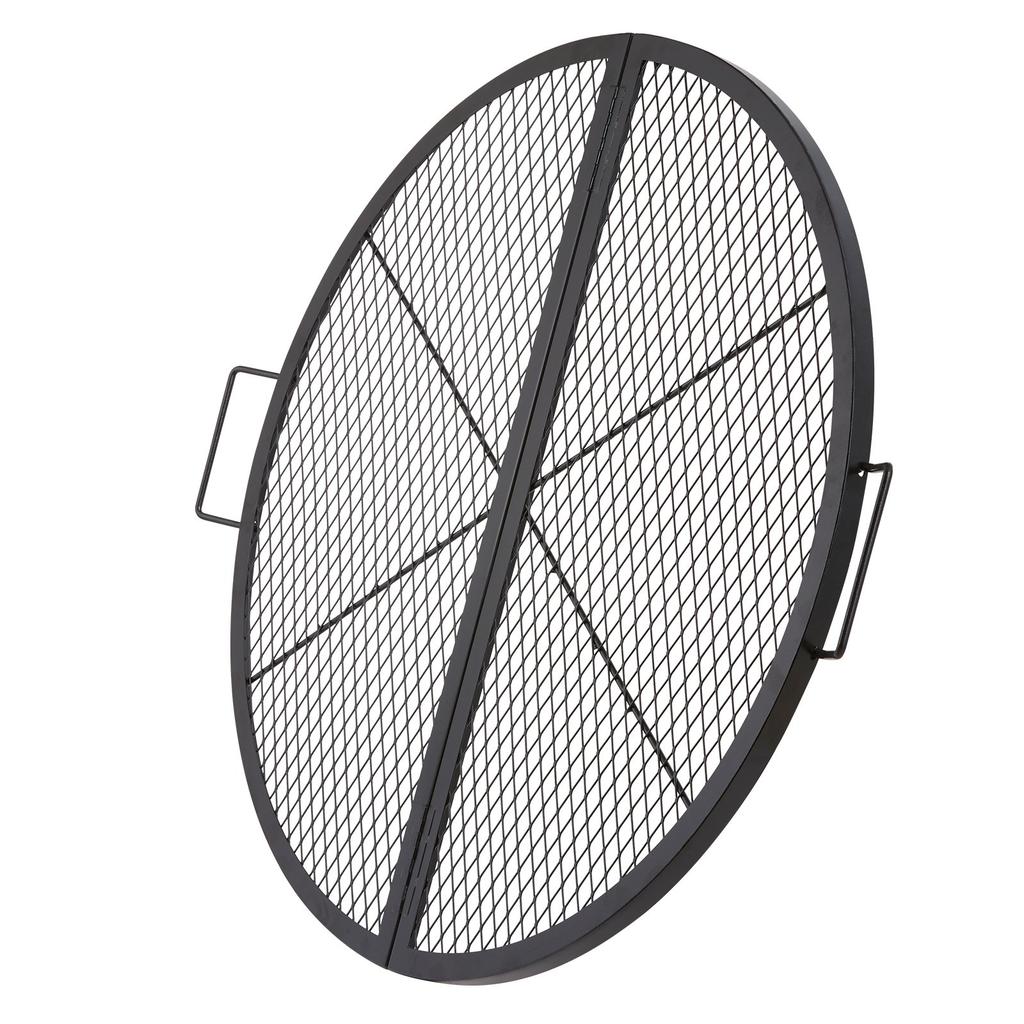 VEVOR X-Marks Fire Pit Grill Grate, Foldable Round Cooking Grate, Heavy Duty Steel Campfire BBQ Grill Grid with Handle and Support X Wire
