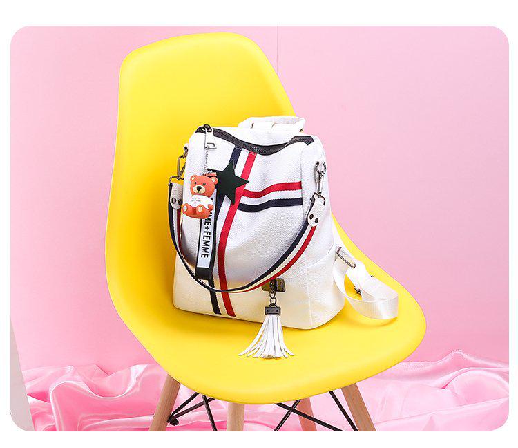 Ribbon Pendant Bear Two-way Shoulder Backpack for Women