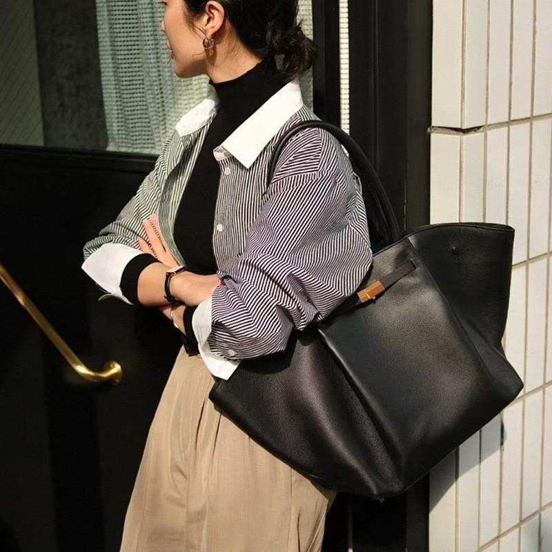 High-end Wing Bag Leather Women's Soft Fashionable Tote 2024 Portable Briefcase