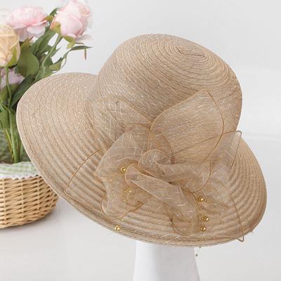 New Fashion Ladies Fascinators Millinery Church Hat Elegant Bow Wide Brim Bucket Hats Fedora Women Summer Foldable Sun Cap Gift