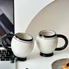 Hrnček na kávu 310 ml Minimalistický keramický hrnček na čaj Zosilnený retro čiernobiely hrnček na kávu s ergonomickou rukoväťou Pohár na džús, mlieko, vodu pre domácu kanceláriu