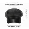 PU Leather Newsboy Cap Solid Color Peaked Cap Creative Gift Beret Hat  Cold Weather Use