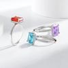 Main Stone 8 * 10MM Rectangle Color Ice Flower Cut High Carbon Diamond 925 Sterling Silver Light Luxury Fashion Women's Ring