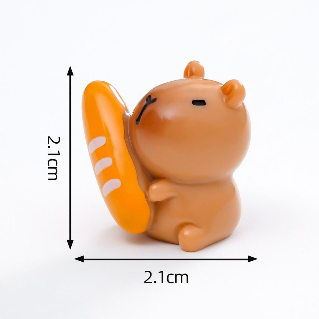 7Pcs/set Cartoon Cake Bread Capybara Animal Miniatures Resin Ornaments Fairy Garden Decoration Micro Landscape