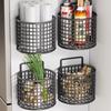 1/2/3 Grid Wall Mounted Kitchen Shelf Organizer Metal Rack Pantry Storage Garlic Ginger Hanging Wire Basket Holder