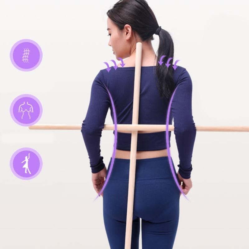 Correct Postures Exercise Stick Mobility Fitness Poles Portable Wood Yoga Training Stick Stretching Tool for Women, Kids