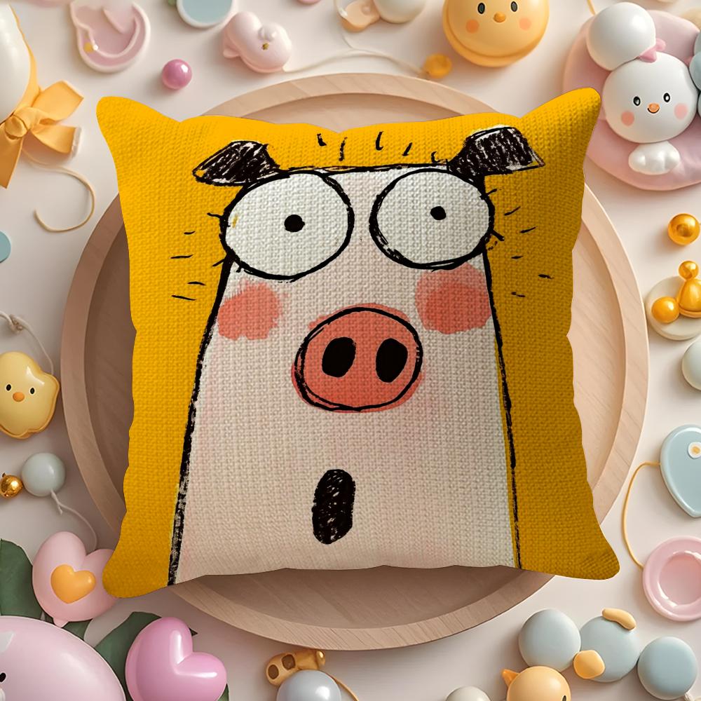 Funny Abstract Funny Animals Pillow Case Pattern Printed Pillowcase for Living Room Sofa Cushion Cover Bedroom Decor