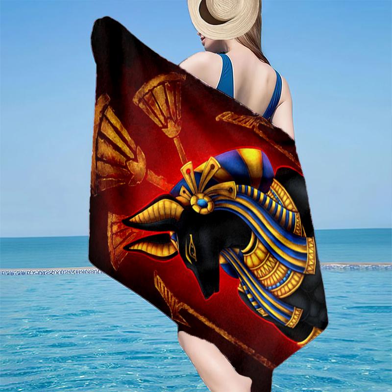 

Egyptian Cat Mythology Beach Towel, Super Soft Microfiber, Gift for Her/Him, Birthday, for Pool, Beach, Travel, Home Decor Fan gifts 70cmx140cm(27x55inch)