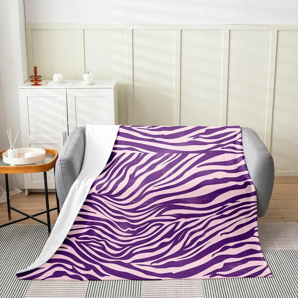 Pink Zebra Print Blanket Soft Fleece Throw Cozy Living Room Decor Animal Pattern Bed Cover Fashion Home Textile