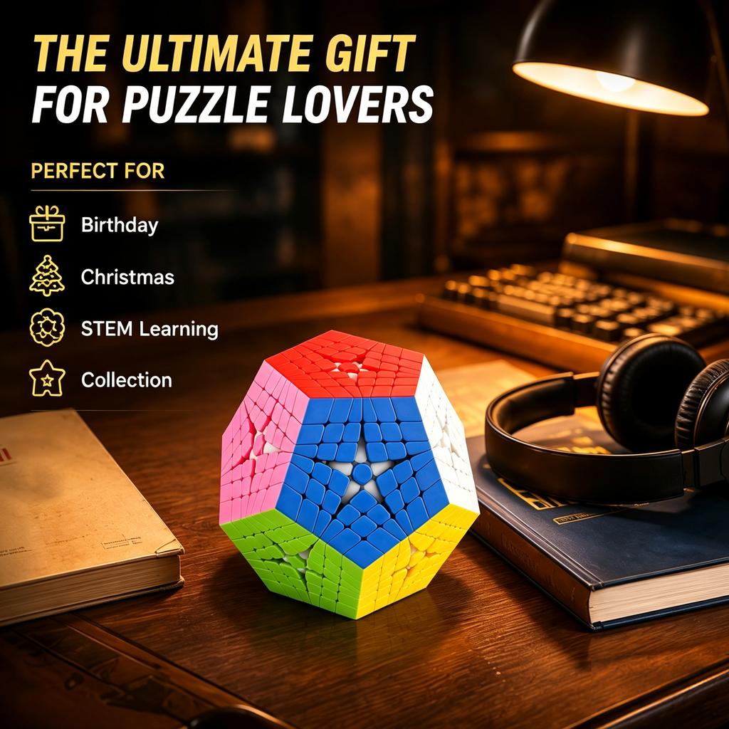 Sengso Megaminx 6X6 Speed Cube, Stickerless Dodecahedron Puzzle Cube, High Difficulty Brain Teaser For Adults & Teens Cubers