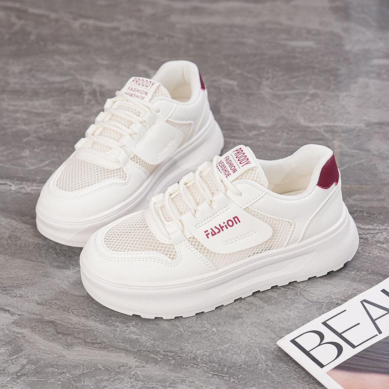 Modische Freizeit schuhe für Frühling und Sommer 2025, atmungsaktive weiße Mesh-Schuhe für Damen, neue koreanische Version, Damenschuhe mit dicker Sohle